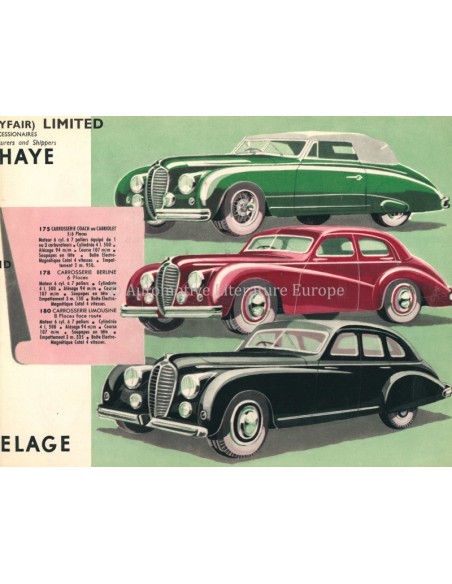 1951 DELAHAYE / DELAGE GFA BROCHURE FRANS