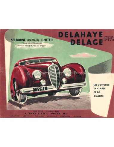 1951 DELAHAYE / DELAGE GFA BROCHURE FRANZÖSISCH