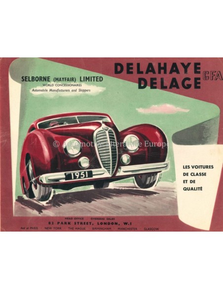 1951 DELAHAYE / DELAGE GFA BROCHURE FRANS
