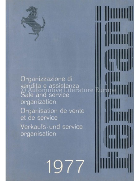 1977 FERRARI SALE & SERVICE ORGANIZATION MANUAL 140/77