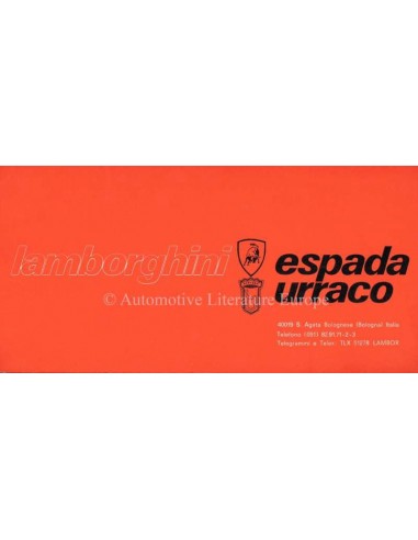 1970 LAMBORGHINI URRACO / ESPADA COLOUR & INTERIOR BROCHURE