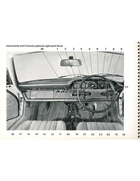 1970 PORSCHE 911 S BETRIEBSANLEITUNG ENGLISCH