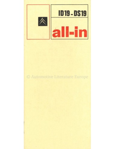 196? CITROEN DS 19 / ID 19 BROCHURE...