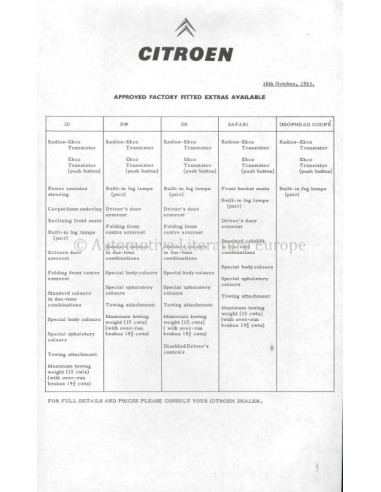 1963 CITROEN DS 19 / ID 19 PROGRAMMA...