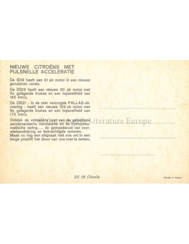 CITROËN DS 19 ANSICHTKAART NEDERLANDS