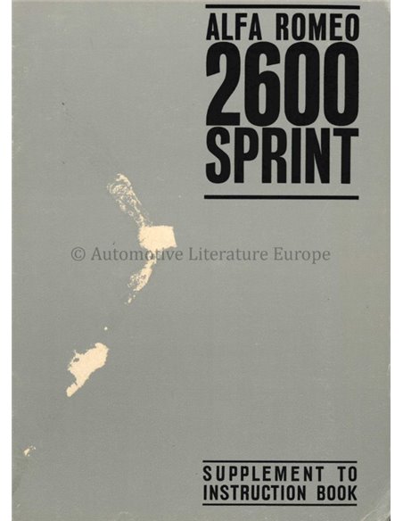 1966 ALFA ROMEO 2600 SPRINT  SUPPLEMENT OWNERS MANUAL ENGLISH