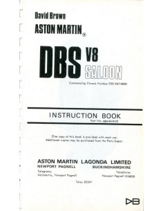1971 ASTON MARTIN DBS V8 INSTRUCTIEBOEKJE ENGELS 2