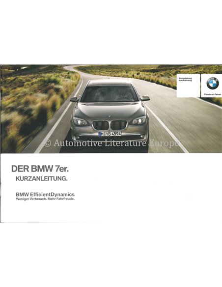 2011 BMW 7 SERIE VERKORT INSTRUCTIEBOEKJE DUITS
