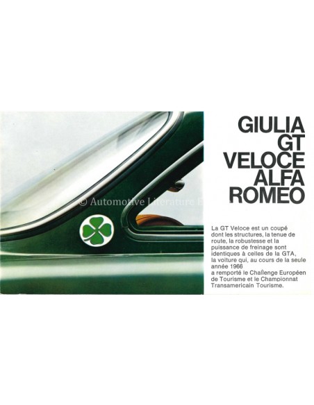 1967 ALFA ROMEO GIULIA GT VELOCE BROCHURE FRENCH