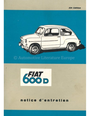 1965 FIAT 600 D OWNERS MANUAL FRENCH