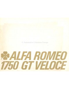 1969 ALFA ROMEO GT 1750 VELOCE BROCHURE NEDERLANDS