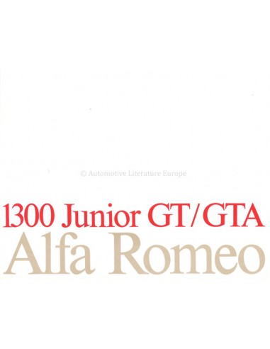 1970 ALFA ROMEO 1300 JUNIOR GT / GTA BROCHURE NEDERLANDS