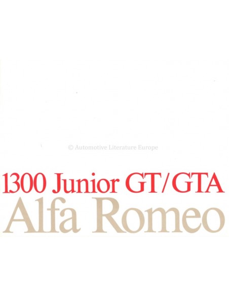 1970 ALFA ROMEO 1300 JUNIOR GT / GTA BROCHURE NEDERLANDS