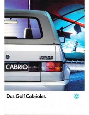 1992 VOLKSWAGEN GOLF CABRIOLET BROCHURE DUITS