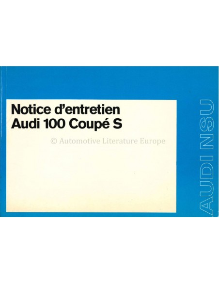 1972 AUDI 100 COUPE S OWNERS MANUAL FRENCH
