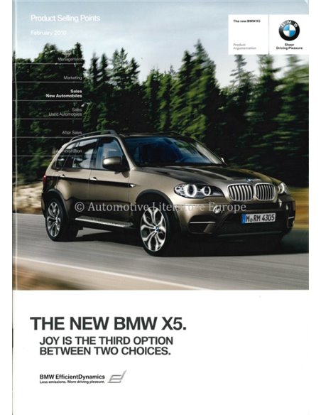 2010 BMW X5 VERKOOP ARGUMENTEN BROCHURE ENGELS