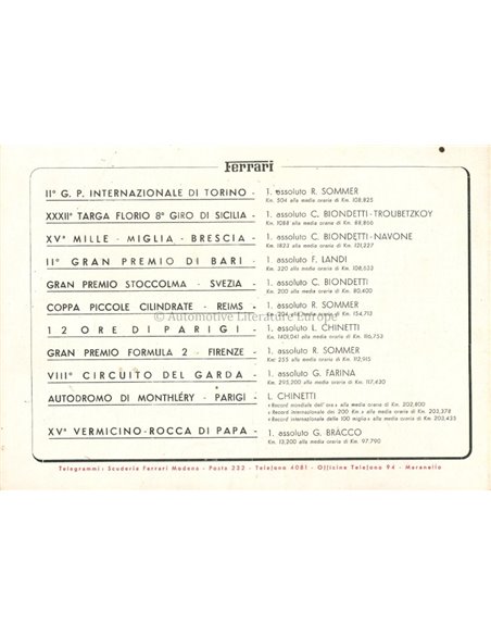 1949 FERRARI 166 INTER PROSPEKT ITALANISCH