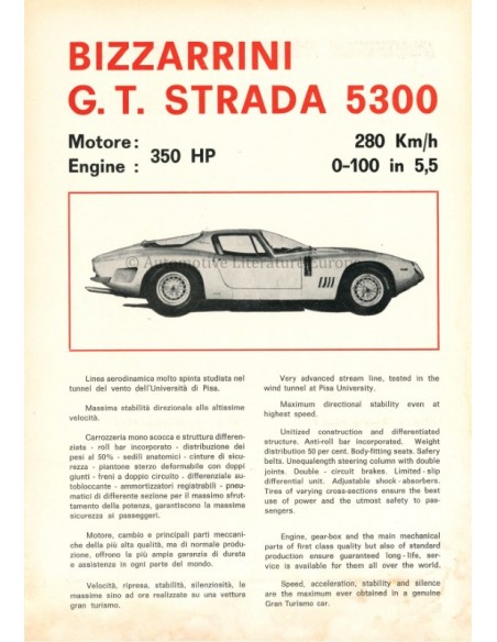 1965 BIZZARRINI GT STRADA 5300 DATENBLATT