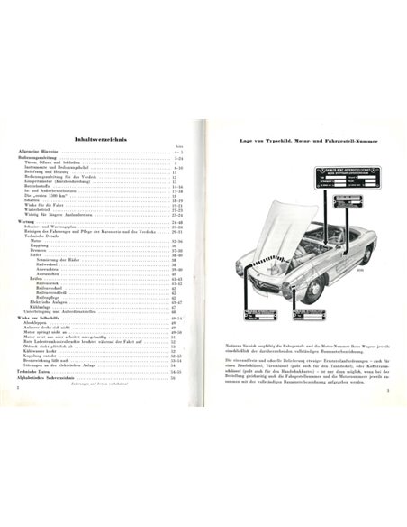 1959 MERCEDES BENZ 300SL TOUREN-SPORTWAGEN BETRIEBSANLEITUNG DEUTSCH
