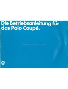 1982 VOLKSWAGEN POLO COUPÉ OWNERS MANUAL GERMAN