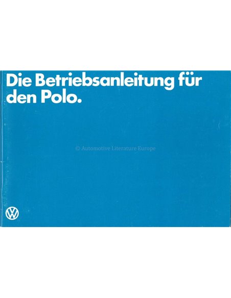 1982 VOLKSWAGEN POLO BETRIEBSANLEITUNG DEUTSCH