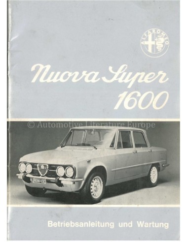 1977 ALFA ROMEO GIULIA NUOVA SUPER 1600 INSTRUCTIEBOEKJE DUITS