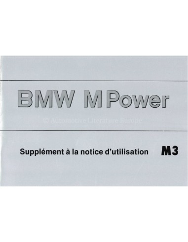 1987 BMW M3 OWNERS MANUAL SUPPLEMENT...