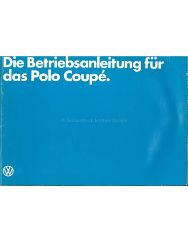 1982 VOLKSWAGEN POLO COUPÉ OWNERS MANUAL GERMAN