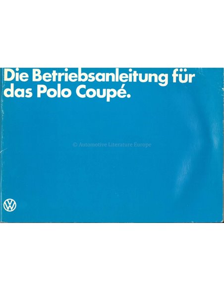 1982 VOLKSWAGEN POLO COUPÉ BETRIEBSANLEITUNG DEUTSCH