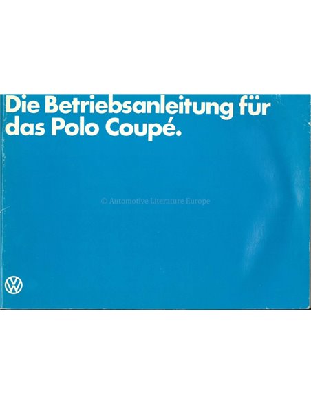 1982 VOLKSWAGEN POLO COUPÉ OWNERS MANUAL GERMAN