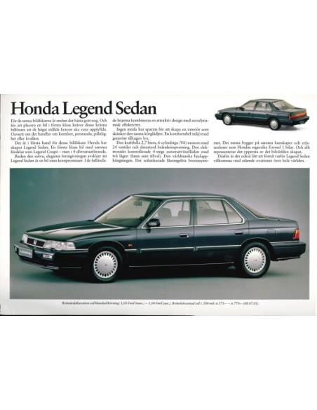 1988 HONDA LEGEND SEDAN LEAFLET ZWEEDS