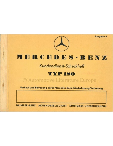 1954 MERCEDES-BENZ TYPE 180 SERVICEBOEKJE DUITS
