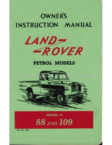 1959 LAND ROVER 88 109 BETRIEBSANLEITUNG ENGLISCH