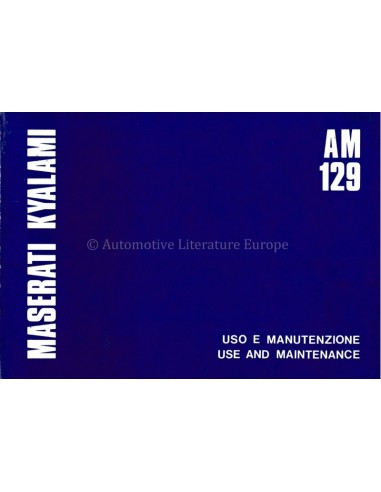 1978 MASERATI KYALAMI OWNERS MANUAL ENGLISH / ITALIAN