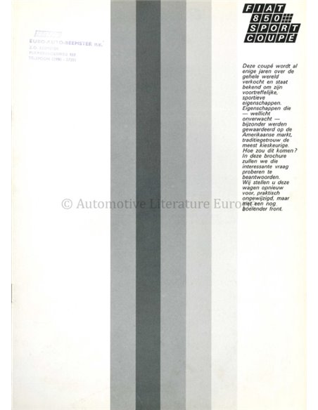 1970 FIAT 850 SPORT COUPÉ BROCHURE NEDERLANDS