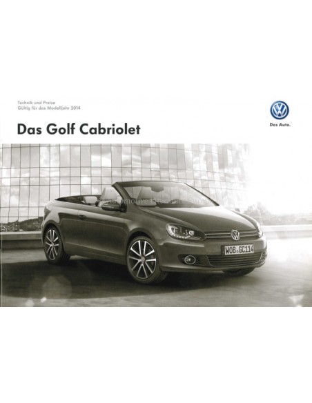 2013 VOLKSWAGEN GOLF CONVERTIBLE BROCHURE GERMAN