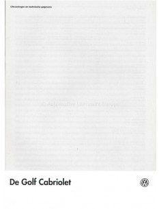 1994 VOLKSWAGEN GOLF CABRIOLET BROCHURE DUITS 2