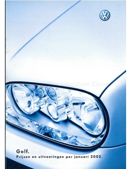 2002 VOLKSWAGEN GOLF PROSPEKT NIEDERLÄNDISCH