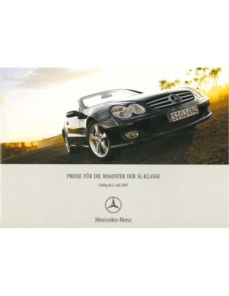 2007 MERCEDES BENZ SL HARDCOVER BROCHURE DUITS
