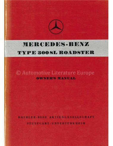 1957 MERCEDES BENZ 300 ROADSTER OWNERS MANUAL ENGLISH