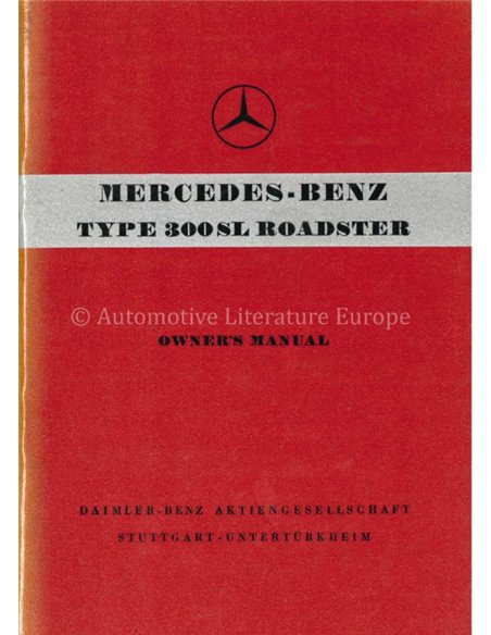 1957 MERCEDES BENZ 300 ROADSTER OWNERS MANUAL ENGLISH