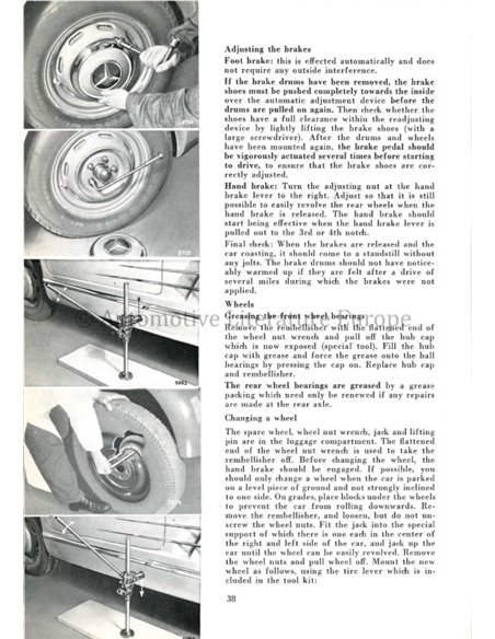 1957 MERCEDES BENZ 300 ROADSTER OWNERS MANUAL ENGLISH
