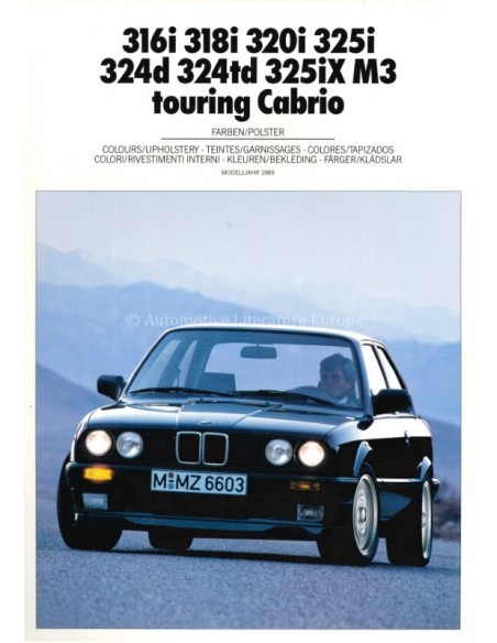 1989 BMW 3 SERIES COLOUR AND UPHOLSTERY BROCHURE