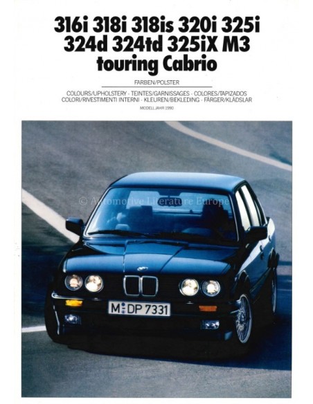 1990 BMW 3 SERIE KLEUREN EN BEKLEDING BROCHURE