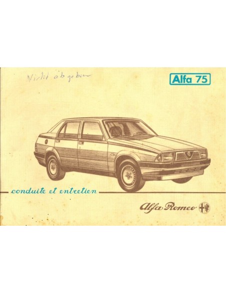 1986 ALFA ROMEO 75 OWNERS MANUAL FRENCH