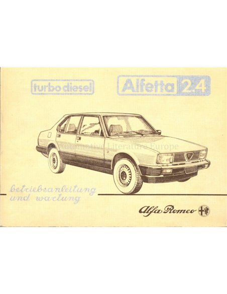 1983 ALFA ROMEO ALFETTA 2.4 TURBO DIESEL INSTRUCTIEBOEKJE DUITS