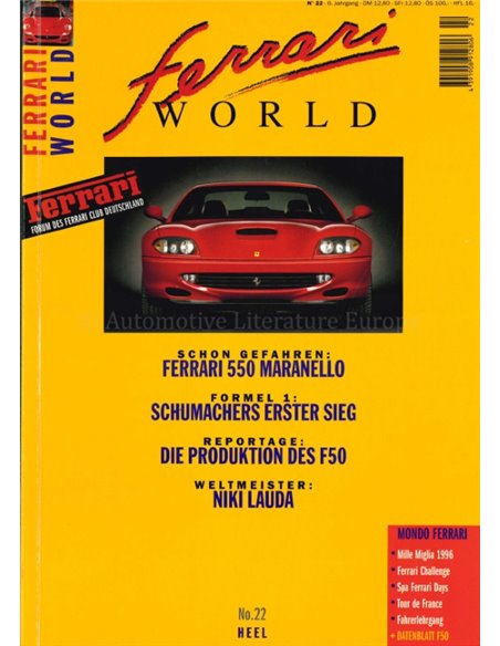 1996 FERRARI WORLD MAGAZINE 22 DUITS