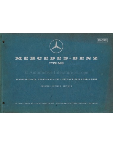 1965 MERCEDES BENZ 600 ONDERDELENLIJST DUITS ENGELS FRANS