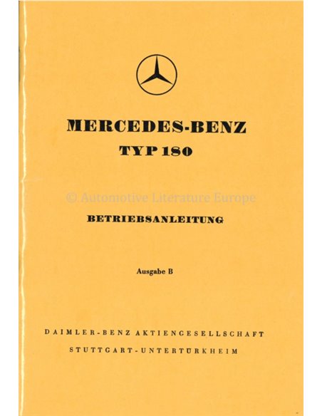 1954 MERCEDES BENZ TYPE 180 BETRIEBSANLEITUNG DEUTSCH