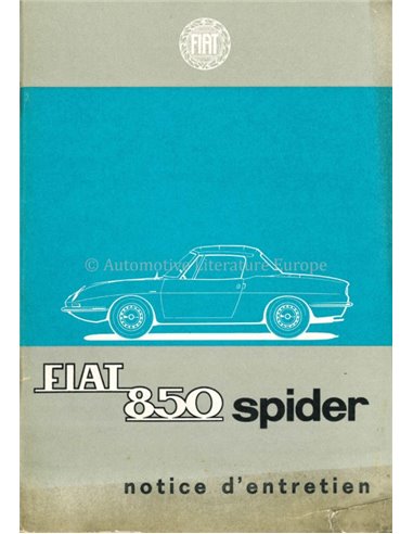 1966 FIAT 850 SPIDER BETRIEBSANLEITUNG FRANZÖSISCH